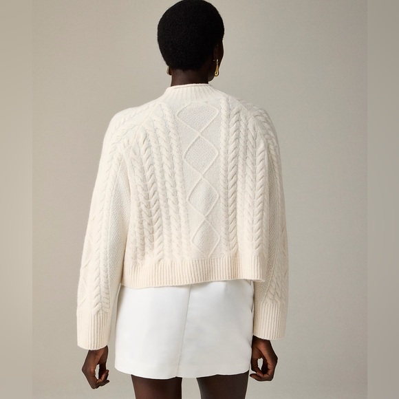 J Crew Cable-knit Rollneck sweater in Supersoft yarn heather ivory Size XXS NWT - Picture 3 of 8
